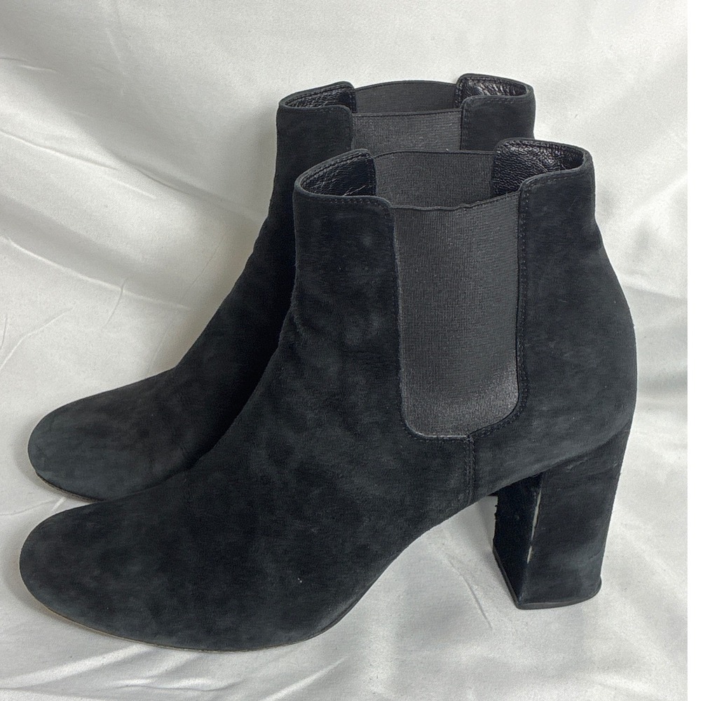 Saint Laurent Paris Loulou 70 Black Suede Chelsea Block Heel Boots 393796 38 - Picture 3 of 10
